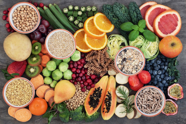A spread of healthy foods