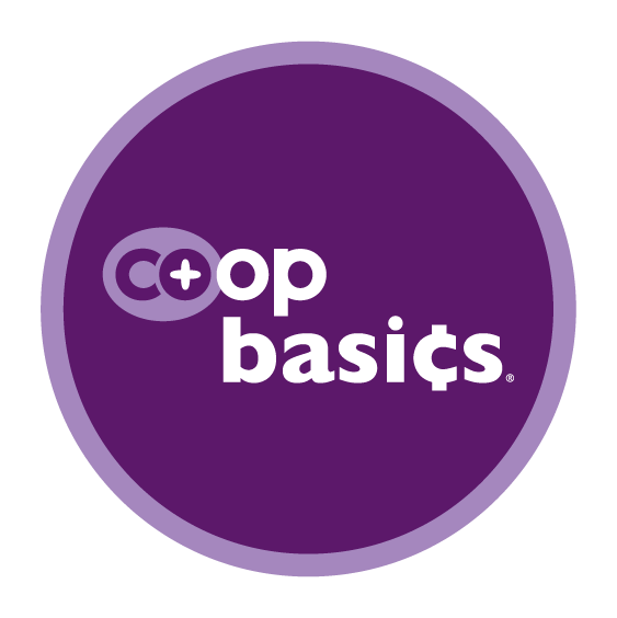 A circular logo with a purple background and a lighter purple border. The text reads 