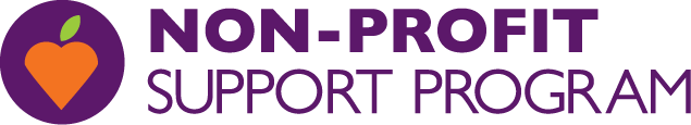 A logo with a purple text reading 