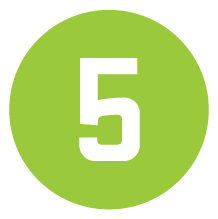 A green circle with the number 5 in white is centered inside, reminiscent of the fresh and organic vibe at Whole Foods Coop in Duluth, MN.