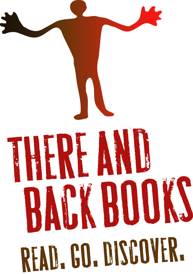 There and Back Books logo. Silhouette of a person with arms extended out to the sides with the test "There and Back Books, Read. Go. Discover" below it.